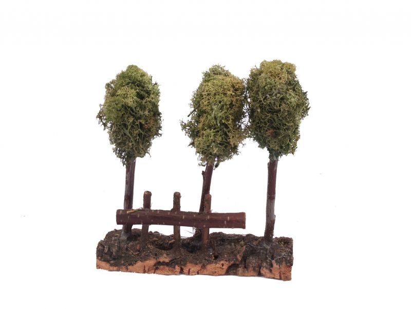 3 alberi sulla roccia con steccato – bertoni presepe linea natale