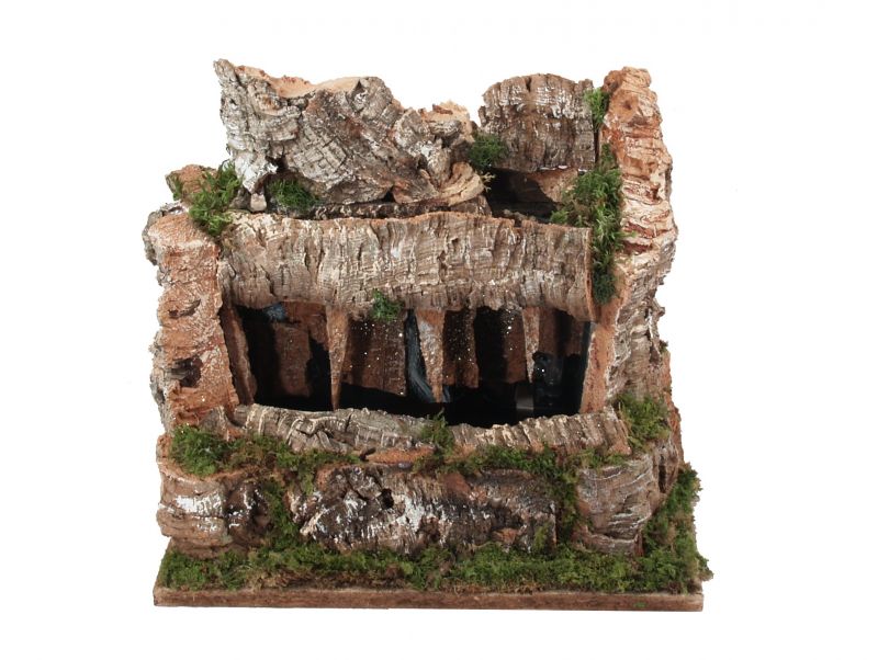 grotta umida con torrente e gioco di luci – bertoni presepe linea natale