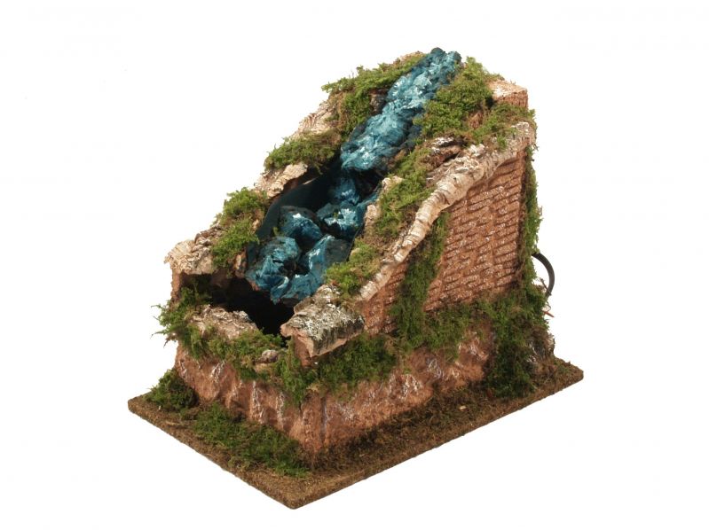 cascata per presepe con acqua che scorre, alim. 220v, linea presepi bertoni, 24 x 16 x 20 cm