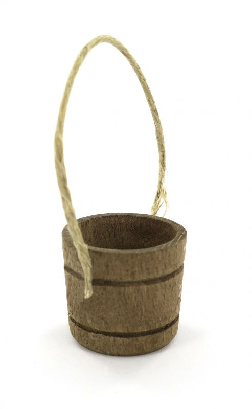 secchio in legno con manico di corda – accessori per presepe bertoni linea natale