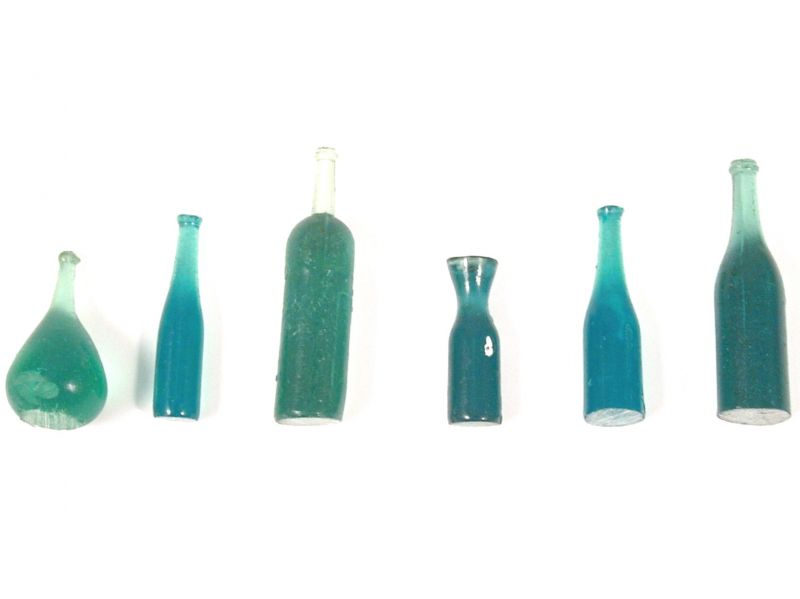 set 6 bottiglie verde trasparente in resina – bertoni presepe linea natale