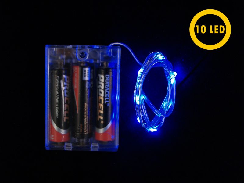 filo di rame con 10 led blu a batteria – bertoni presepe linea natale