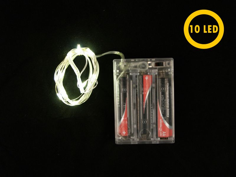 filo di rame con 10 led bianco caldo a batteria – bertoni presepe linea natale