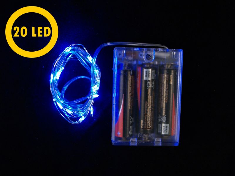 filo di rame con 20 led blu a batteria – bertoni presepe linea natale