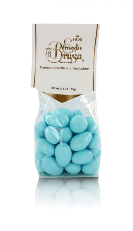 confetti con mandorla tostata ricoperta di cioccolato al latte, azzurri - linea 