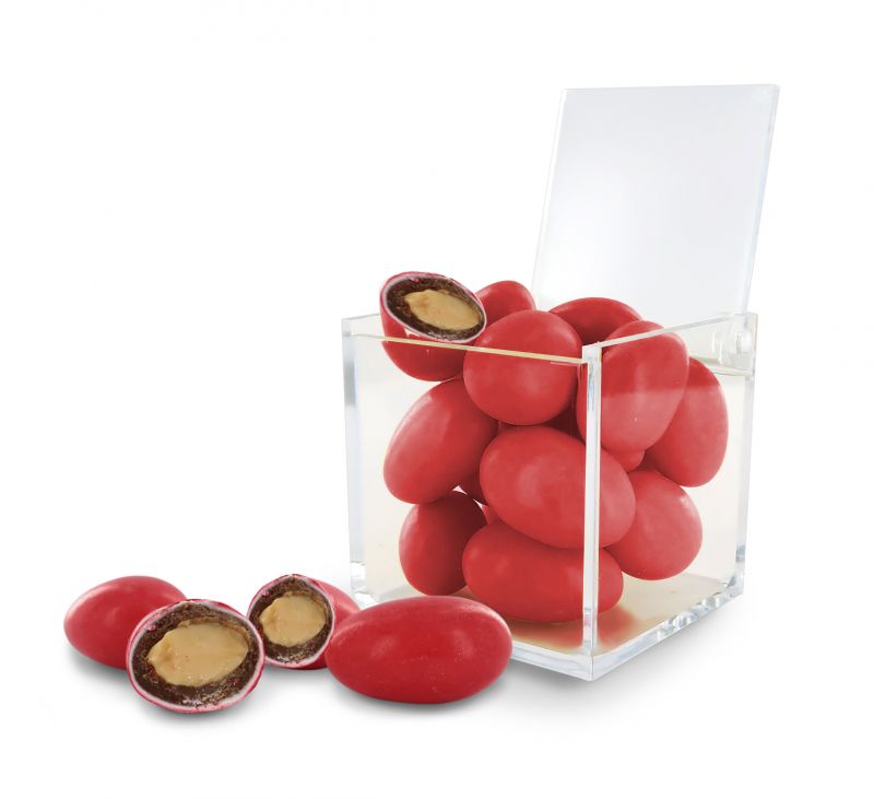 confetti con mandorla tostata ricoperta di cioccolato al latte, rossi - linea 
