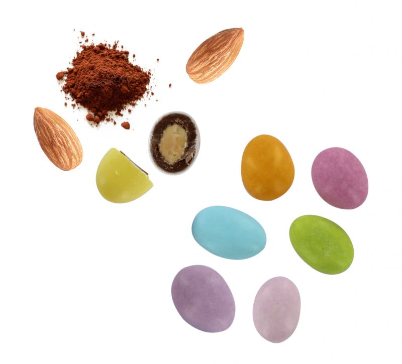 confetti con mandorla tostata ricoperta di cioccolato al latte, colori assortiti - linea 
