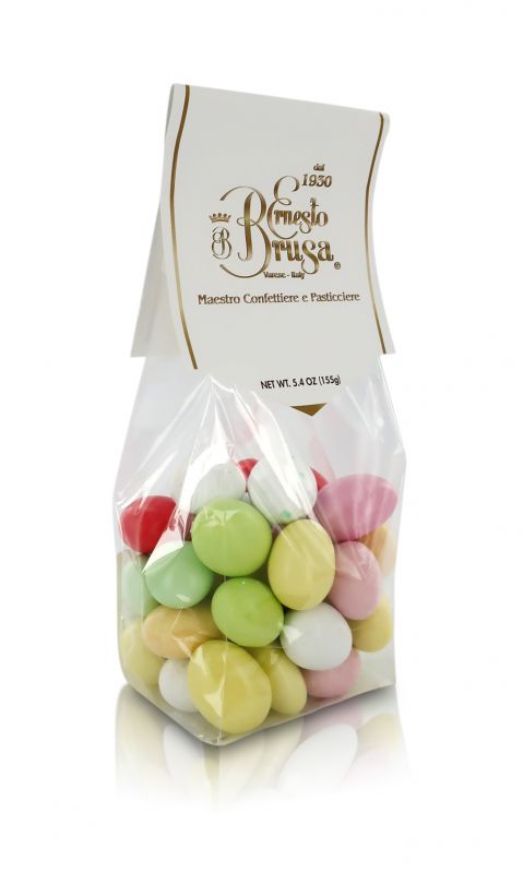 confetti con mandorla tostata ricoperta di cioccolato bianco ai gusti frutta assortiti, vari colori - linea 