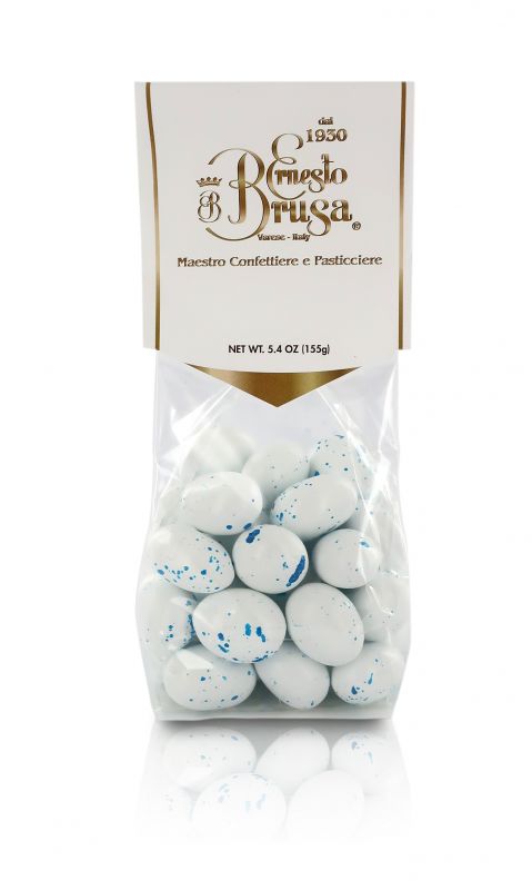 confetti con mandorla tostata ricoperta di cioccolato bianco al gusto mirtillo, bianchi/blu - linea 