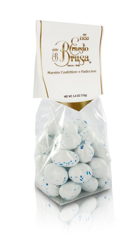 confetti con mandorla tostata ricoperta di cioccolato bianco al gusto mirtillo, bianchi/blu - linea 