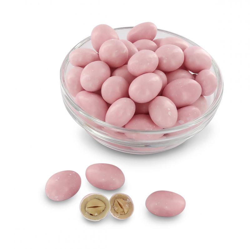 confetti con mandorla tostata ricoperta di cioccolato bianco al gusto pompelmo, rosa - linea 