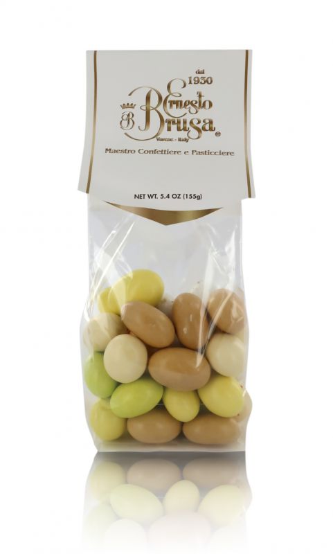 confetti con mandorla tostata ricoperta di cioccolato bianco al gusto dessert misti, colori vari - linea 