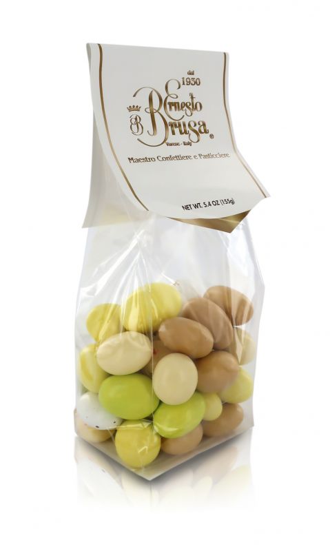 confetti con mandorla tostata ricoperta di cioccolato bianco al gusto dessert misti, colori vari - linea 