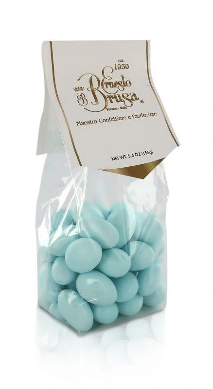 confetti con mandorla tostata ricoperta di cioccolato bianco al gusto sambuca, celesti - linea 