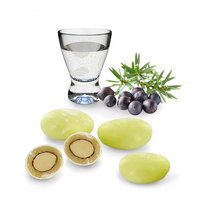 confetti con mandorla tostata ricoperta di cioccolato bianco al gusto gin - linea 