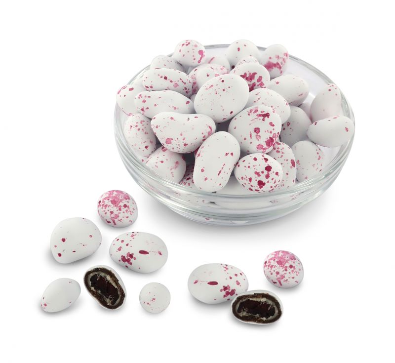 confetti con mirtillo rosso essicato ricoperto di cioccolato bianco e fondente, bianchi/rosa - linea 