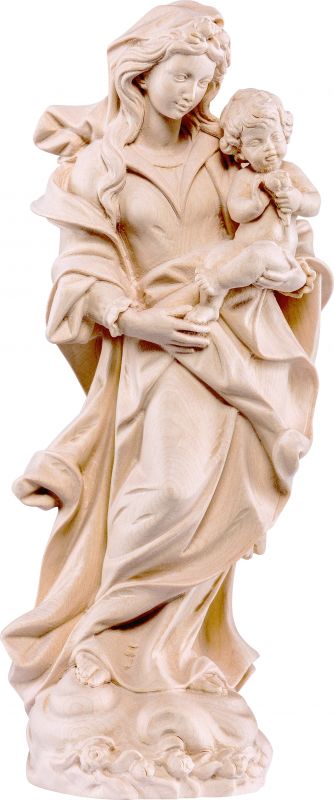 statua della madonna con le rose da 20 cm in legno naturale - demetz deur