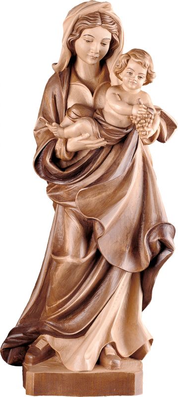 statua della madonna dell'uva da 85 cm in legno, 3 toni di marrone - demetz deur