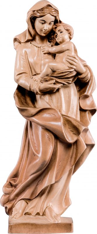 statua della madonna dei nomadi da 25 cm in legno, 3 toni di marrone - demetz deur