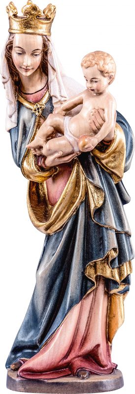 statua della madonna di salisburgo - demetz - deur - statua in legno dipinta a mano. altezza pari a 20 cm.