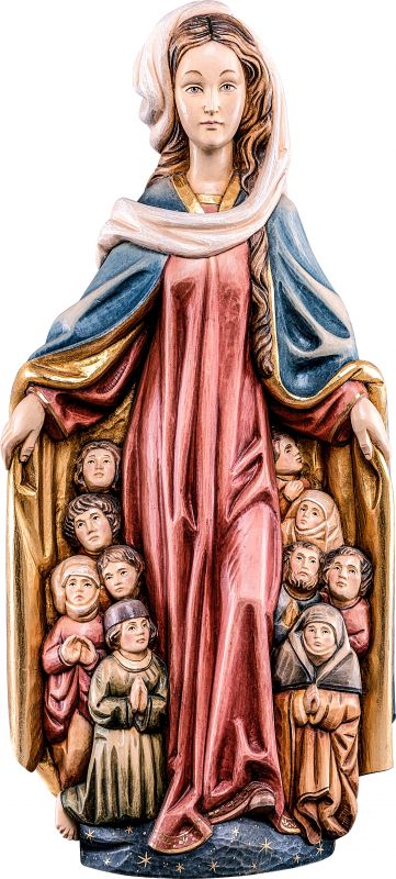 madonna della protezione - demetz - deur - statua in legno dipinta a mano. altezza pari a 13 cm.