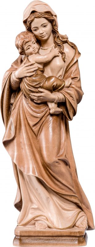 statua della madonna tirolese in legno, 3 toni di marrone, linea da 15 cm - demetz deur