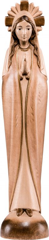 statua della madonna stilizzata, linea da 15 cm, in legno, 3 toni di marrone - demetz deur
