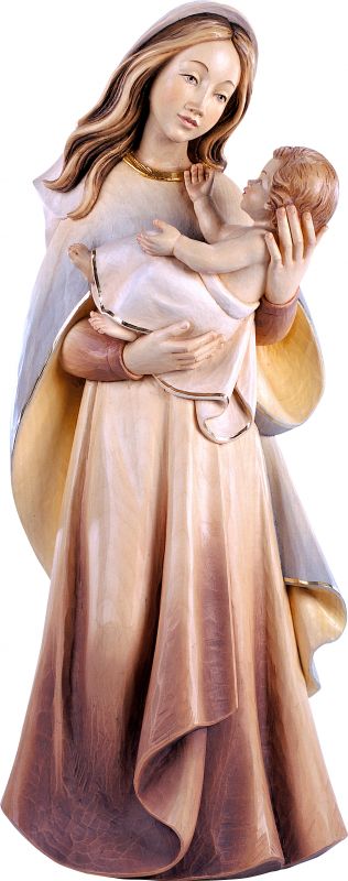 statua della madonna madre della gioventù, linea da 15 cm, in legno dipinto a mano - demetz deur