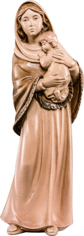 statua della madonna ferruzzi, linea da 60 cm, in legno di tiglio, 3 toni di marrone - demetz deur