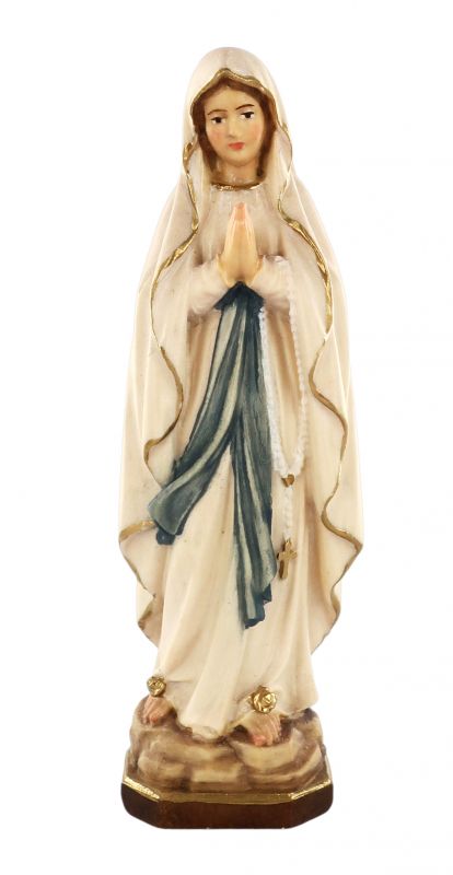statua della madonna di lourdes in legno dipinto a mano, linea da 10 cm - demetz deur