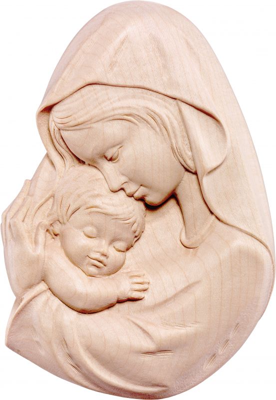 rilievo della madonna bianco-azzurro - demetz - deur - statua in legno dipinta a mano. altezza pari a 18 cm.