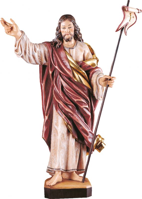 cristo risorto - demetz - deur - statua in legno colorato. altezza pari a 85 cm.	