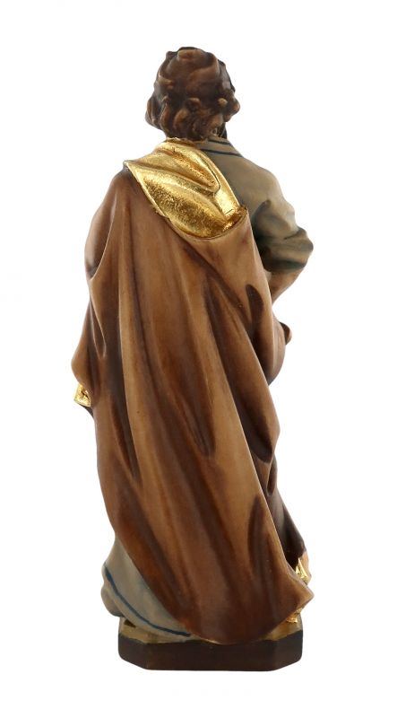 statua di s. giuseppe artigiano in legno dipinto a mano, linea da 15 cm - demetz deur