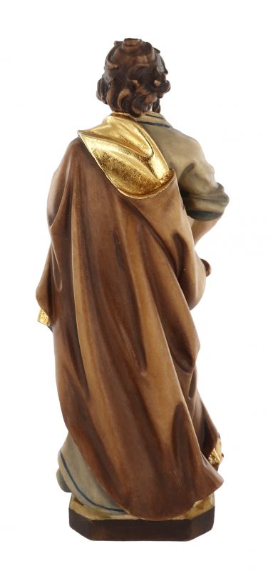 statua di s. giuseppe artigiano in legno dipinto a mano, linea da 20 cm - demetz deur