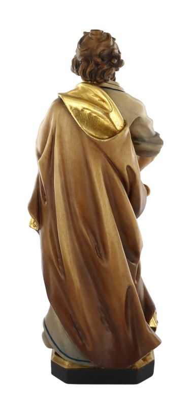 statua di s. giuseppe artigiano in legno dipinto a mano, linea da 30 cm - demetz deur
