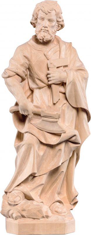 san giuseppe artigiano tiglio - scultura in legno dipinta a mano. altezza pari a 40 cm.