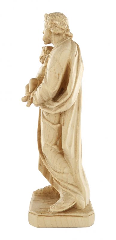 statua di san giuseppe con gesù bambino in legno naturale, linea da 15 cm - demetz deur