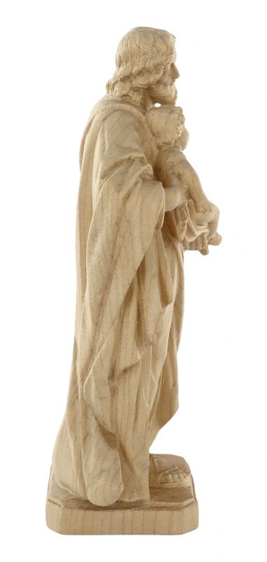 statua di san giuseppe con gesù bambino in legno naturale, linea da 15 cm - demetz deur