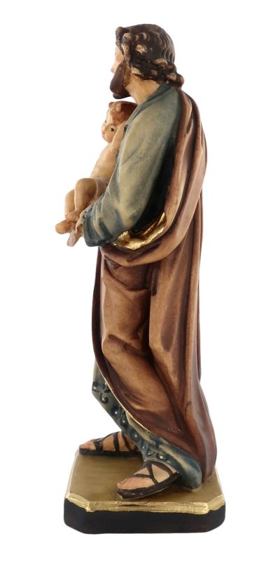 statua di san giuseppe con gesù bambino, in legno dipinto a mano, linea da 15 cm - demetz deur