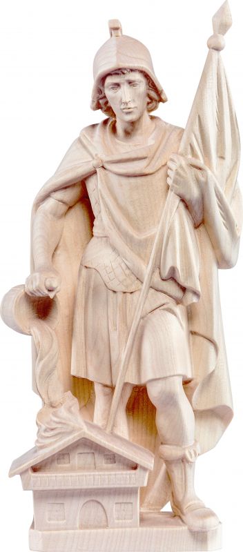 san floriano protettore - demetz - deur - statua in legno dipinta a mano. altezza pari a 25 cm.