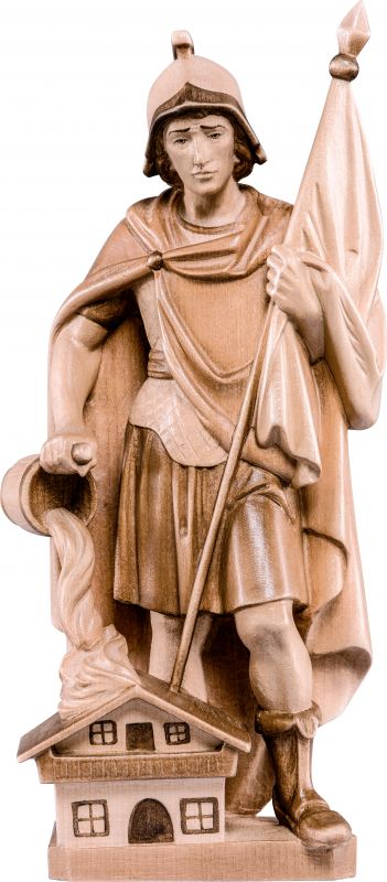 san floriano protettore - demetz - deur - statua in legno dipinta a mano. altezza pari a 25 cm.