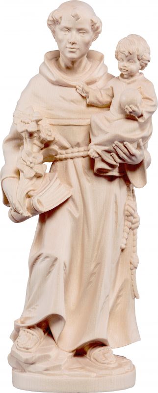 statua di sant'antonio da padova in legno naturale, linea da 15 cm - demetz deur