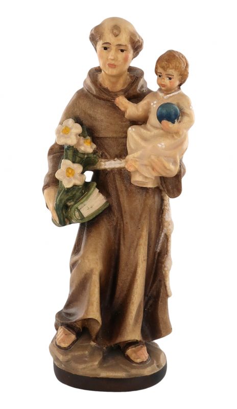 statua di sant'antonio da padova in legno dipinto a mano, linea da 10 cm - demetz deur