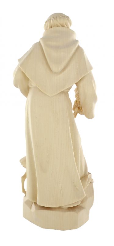 statua di san francesco d'assisi in legno naturale, linea da 30 cm - demetz deur