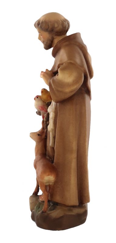 statua di san francesco d'assisi in legno dipinto a mano, linea da 10 cm - demetz deur