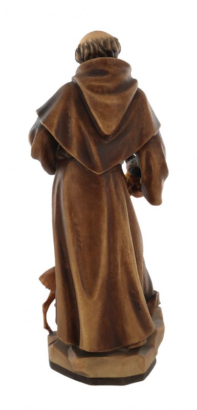 statua di san francesco d'assisi in legno dipinto a mano, linea da 20 cm - demetz deur