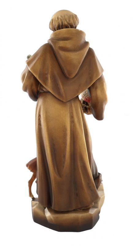 statua di san francesco d'assisi in legno dipinto a mano, linea da 30 cm - demetz deur