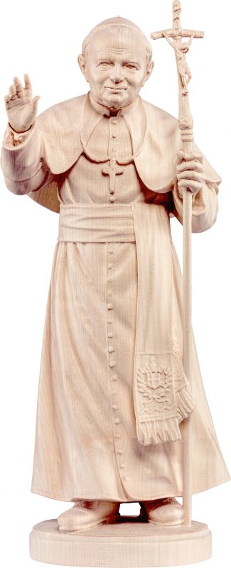 papa giovanni paolo ii. - demetz - deur - statua in legno dipinta a mano. altezza pari a 15 cm.