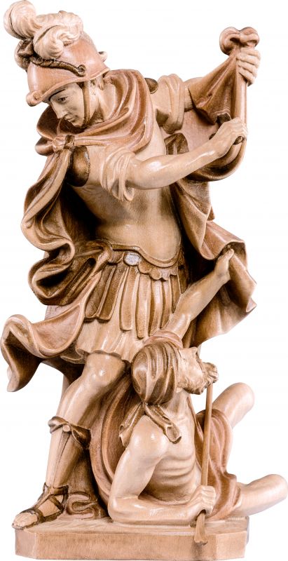 san martino - demetz - deur - statua in legno brunito a 3 colori. altezza pari a 17 cm.	
