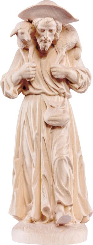 buon pastore - demetz - deur - statua in legno dipinta a mano. altezza pari a 55 cm.